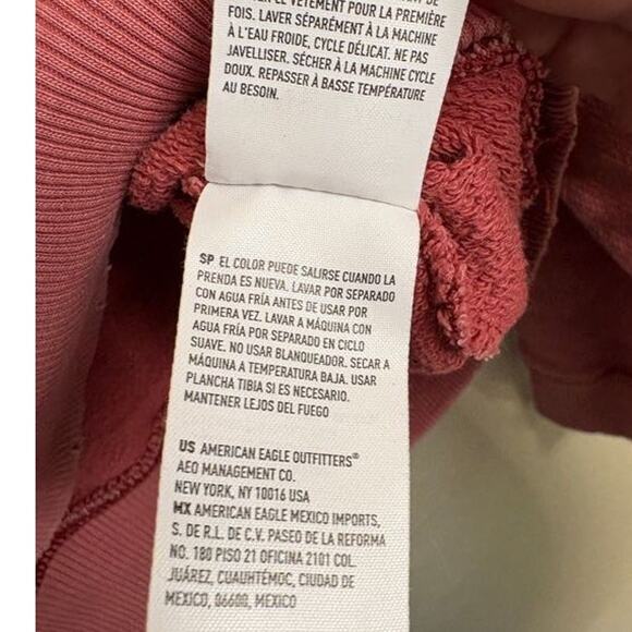 American Eagle Soft Terry Pullover Hoodie Sweatshirt Regular Fit Burgundy Sz XS - Picture 7 of 8